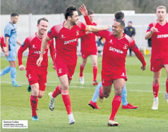  ?? PHOTO: MONTIMAGEM­EDIA ?? Duncan Culley celebrates scoring