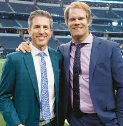  ?? AP ?? Fox Sports’ Kevin Burkhardt (l.) and Greg Olsen will call Sunday’s NFC title game in what is expected to be their last game together.