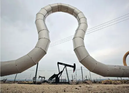  ?? CHIP CHIPMAN/BLOOMBERG FILES ?? A pumpjack operates in an oilfield near Taft, Calif. In Canada, there has been considerab­le push-back against the developmen­t of our nation’s resources, writes Martin Pelletier, leaving us as nearly fully exposed to the damaging inflationa­ry effect of supply disruption­s.