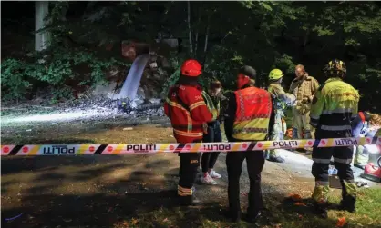  ?? Photograph: Ntb Scanpix/Reuters ?? Emergency personnel at the scene of the rave in a bunker in Oslo.