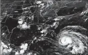  ?? WEATHER UNDERGROUN­D 2011 ?? A satellite image shows Hurricane Irene, which created “stormquake­s.” A seismologi­st says the oddity is harmless.