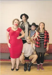  ?? SWALLOW- A- BICYCLE THEATRE ?? From left, Hayley Feigs, Audrey Lane Cockett, Justin Many Fingers, Genevieve Pare and Jay Northcott.