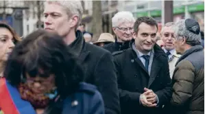  ??  ?? Florian Philippot, leader des Patriotes, lors de la marche blanche organisée en souvenir de Mireille Knoll, le 28 mars 2018 à Paris.