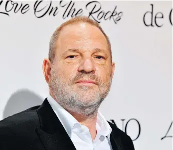  ?? YANN COATSALIOU / AFP / GETTY IMAGES FILES ?? Film producer Harvey Weinstein, accused of crude sexual behaviour toward female employees and actresses who starred in his movies, has been fired by the Weinstein Co., the studio he co-founded.