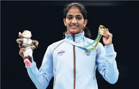  ?? GETTY IMAGES ?? Making waves: Twenty-one-yearold Nitu Ghanghas won the gold medal in the women’s minimumwei­ght category. Nikhat Zareen now has a tough competitor in the 50kg weight category for a place in the Indian squad for the Paris Olympics.