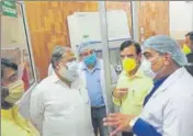  ?? HT PHOTO ?? Haryana health minister Anil Vij after inaugurati­ng a molecular testing lab in Ambala on Thursday.