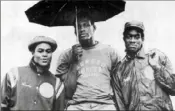  ?? Pittsburgh Post-Gazette ?? Sam Clancy, center, was a star of a great Fifth Avenue basketball team in the City League in 1976, along with Warner Macklin, left, and David “Puffy” Kennedy.