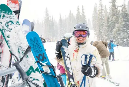  ?? KATE RUSSELL/THE NEW YORK TIMES PHOTOS ?? Wild old Bunch member Becky Hammond enjoys a day of skiing March 13 at the Alta Ski Area in Alta, Utah.