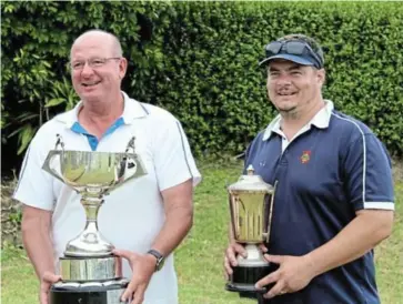 ??  ?? MEN’S CHAMPS: The Eastern Areas Men’s Open and Men’s Novice finals were played at the Kowie Bowling Club last weekend. The winner of the open is Stephen Minnaar, left, from the Kowie Club, and TJ Mclean from Albany is the novice winner
