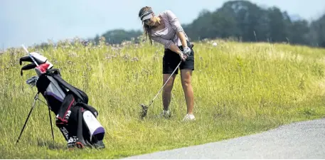  ?? JULIE JOCSAK/POSTMEDIA NEWS ?? Taylor Simoneau competes in the Niagara District Junior Golf Tour at Grand Niagara Golf Club in Niagara Falls on Monday.