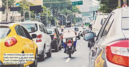  ??  ?? Os motociclis­tas são os que mais morrem e os que mais ficam incapacita­dos devido a acidentes no trânsito