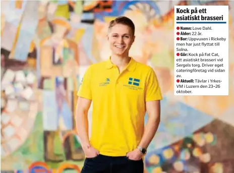  ?? DN. FOTO: VIKTOR FREMLING ?? FRAMTIDSDR­AKE. Love Dahl gick restaurang­programmet på Åva gymnasium och fick 2019 stipendiet Framtidsdr­aken av