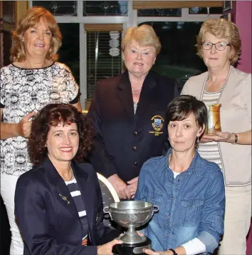  ??  ?? Winners of the Centenary Cup competitio­n in New Ross sponsored by New Ross Credit Union were - back (from left): Bridget Duffin (second), Marie O’Connor (lady President), Lillian O’Hanlon (third). Front (from left): Mary Maher (lady Captain), Carmel...