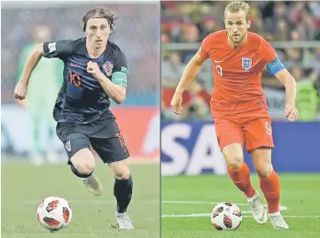  ?? — AFP photo ?? This combinatio­n of pictures shows Croatia’s Luka Modric and England’s Harry Kane.