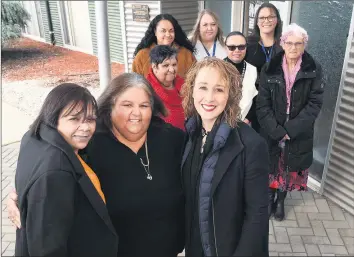  ?? Picture: PAUL CARRACHER ?? SECURITY: Front, from left, Dhelk Dja Action Group chair Joanne Harrison-clarke, Pam Branson and Family Violence Prevention Minister Gabrielle Williams, are confident crisis accommodat­ion to be built in the Wimmera will support a rising number of Aboriginal women and children facing family violence.