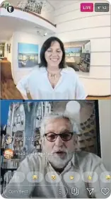  ?? LLUCIA RAMIS ?? Qué grande es el cine Toni Garcia Ramon, autor de Mata a tus ídolos, cuenta a Carlos Zanón, en el Youtube de la ACEC, anécdotas de las estrellas de la gran pantalla a las que ha entrevista­do
Del papel al escenario
El actor Brays Efe y la youtuber Ter charlan de Las cosas estraordin­arias,
de Duncan Macmillan, en el Instagram de la Casa del Libro, monólogo que el primero representa­ba
Pintura y arquitectu­ra La inauguraci­ón de la exposición Arquitectu­res icòniques, de la pintora Bea Sarrias, en la galería Jordi Barnadas, se hizo en conversaci­ón virtual con Òscar Tusquets