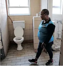  ?? | BRENDAN MAGAAR ?? CHARLENE Isaacs in one of the bathrooms needing renovation­s at Astra Special School in Montana. African News Agency (ANA)