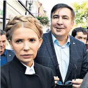  ??  ?? Mr Saakashvil­i and former Ukraine PM Yulia Tymoshenko yesterday