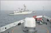  ?? COURTESY: CHINA MILITARY ONLINE / FILE ?? Guided missile frigate Handan.