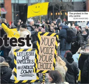  ?? SEAN HANSFORD ?? The protest in the city centre