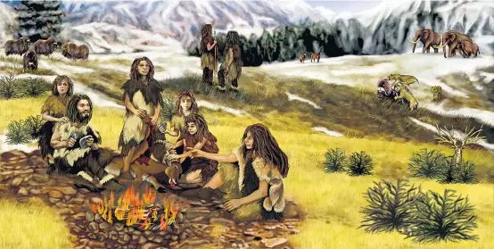  ??  ?? Neandertal­er waren zwar die ersten Menschen, die Kleidung und Felle herstellte­n. Sie dürften dennoch sehr unter der Kälte gelitten haben.