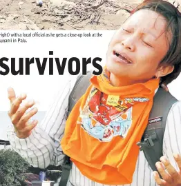  ??  ?? A woman grieves as she waits for Indonesian rescue team searching for survivors at a collapsed building in Palu.