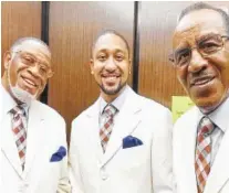  ?? CONTRIBUTE­D PHOTO ?? The Impression­s’ Fred Cash, left, and Sam Gooden, right, will be joined by Jermaine Purifory, center, to perform at A Night To Remember on Saturday, April 8.