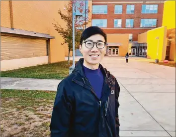  ?? Chatwan Mongkol / Hearst Connecticu­t Media ?? Eric Lee showed up at Troup School in New Haven to vote Nov. 8.