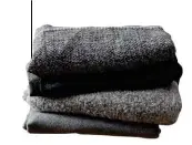  ??  ?? RIGHT From top Santa Cruz alpaca-wool throw in Grey (130x180cm), $390, Lima alpaca throw in Charcoal (130x180cm), $380, Chepen baby alpaca-polyamide throw in Grey (130x180cm), $360, and Veldt alpaca-wool throw in Grey (150x190cm), $390, all Abode Living. BOTTOM
LEFT Sadie queen-size cotton sheet set in Bluestone, $180, Linen House. BOTTOM RIGHT Room design and styling by Jillian Dinkel. Kelly Wearstler ‘Cleo’ floor lamp, $3289, The Montauk Lighting Co. For similar blanket, try Hale Mercantile Co. For similar art print, try Blacklist Studio.