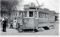  ??  ?? A Christchur­ch tram in Cathedral Square in 1954. Regular service started 74 years earlier.