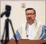  ?? Christian Abraham / Hearst CT Media ?? Congregati­on B’nai Torah Rabbi Colin Brodie leads its Rosh Hashanah holiday service via livestream.