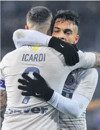  ?? REUTERS ?? juntos. Icardi y Lautaro Martínez brillaron en Inter.