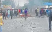  ?? SANTOSH KUMAR/HT ?? At a protest site in Muzaffarpu­r on Wednesday.