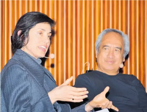  ?? Photo / Paul Brooks ?? Christine Leunens with Witi Ihimaera on stage during the Whanganui Literary Festival in 2013.