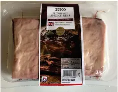  ??  ?? Mind the gap: The Tesco British beef short ribs appear to be one large joint of meat – until it is opened