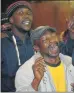  ??  ?? SINGING: Unidentifi­ed men protest during the demarcatio­n meeting