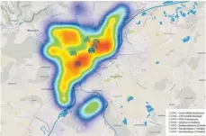  ?? GRAFIK: VERSCHWÖRH­AUS ?? Durch an Müllfahrze­ugen angebracht­e Sensoren entstand diese grobe Kartierung der Abdeckung des Lorawan-Netzes.