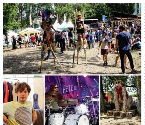  ??  ?? Un festival haut en couleur, avec des échassiers déambulant parmi la foule. En bas à gauche, l’artiste français « Jaune ».