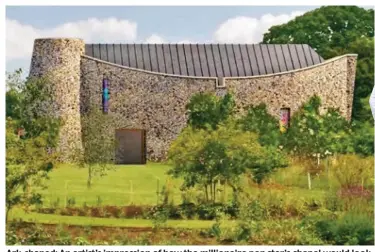  ??  ?? Ark-shaped: An artist’s impression of how the millionair­e pop star’s chapel would look