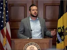  ?? Pam Panchak/ Post- Gazette ?? Andrew Dash, director of the Department of City Planning, announces the ForgingPgh initiative to develop a citywide comprehens­ive plan for the city at a news conference Tuesday at the City- County Building in Downtown.