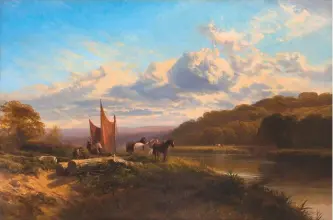  ??  ?? Fig 5 above left: Loggers by the River Wye by George Cole. With Sutcliffe Galleries. Fig 6