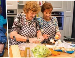  ??  ?? Macroom Senior Citizens, Claire Dineen & Maureen Foley, at the helm to create beef stew, appletart, vegtable soup & fruit scones as part of the food demos.