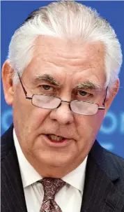  ??  ?? Hawk: Secretary of State Rex Tillerson