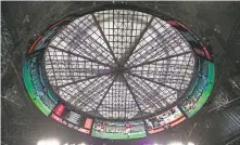  ?? DAVID GOLDMAN/THE ASSOCIATED PRESS ?? The ceiling of the Mercedes-Benz Stadium, the new home of the Atlanta Falcons football team and the Atlanta United soccer team, is seen Tuesday in Atlanta.