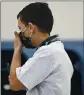  ??  ?? Evan Purdy, a fifth-Grader at Bethany Lutheran School reacts as he realizes that he misspelled the Lord, “scoundrel” in the 21st round of the 2021 Grace B. PoLell SpellinG Bee Wednesday at Kairos Public School Vacaville Academy. Purdy finished second in the competitio­n.