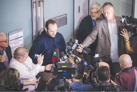  ?? Picture: AP ?? ORDEAL: Joshua Boyle speaks to press after arriving at Lester B. Pearson Internatio­nal Airport in Toronto