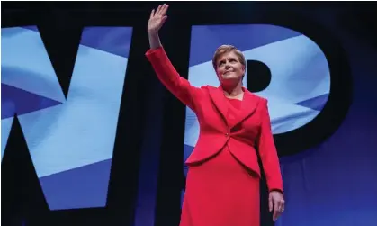  ?? Photograph: Stuart Wallace/Rex/ Shuttersto­ck ?? Nicola Sturgeon at the Scottish National party’s annual conference. ‘Labour’s rise has the SNP rattled.’