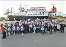  ??  ?? The #saveourfer­ry campaign launch in Ardrossan last week was held on the same day as Arran’s.