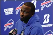  ?? AP PHOTO BY RICH BARNES ?? Buffalo Bills running back Lesean Mccoy (25) speaks with the media following an NFL football game.