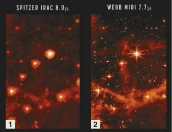  ?? FOTO NASA FOTO NASA ?? El telescopio espacial Spitzer es un telescopio en infrarrojo de la Nasa lanzado en agosto de 2003.
El Mid-Infrared Instrument, Miri, es el instrument­o del James Webb encargado de imágenes en infrarrojo.